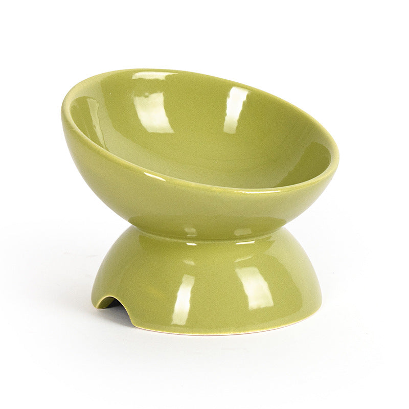 Ceramic Raised Cat Food Bowl, Anti Vomiting, Safe, Microwave & Dishwasher Safe(4 colors）