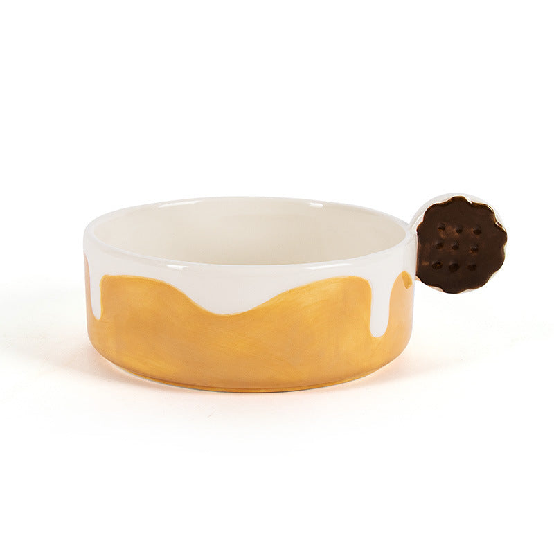 Ceramic Biscuit Pet Food Bowl