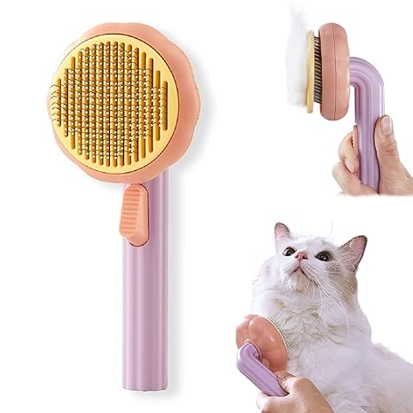 Cat Brush with Release Button, Pet Grooming Brushes for indoor Cats Shedding, pet comb for Long or Short Haired Cats