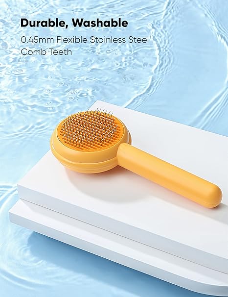 Cat Grooming Brush Self Cleaning Slicker One-Click Shedding Button Stainless Steel Teeth Comb